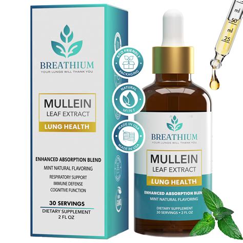 Snapklik.com : BREATHIUM 4-in-1 Mullein Drops For Lungs & Gut Health Liposomal Mullein Leaf Extract