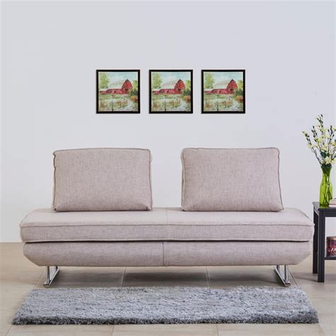 Buy Ebony Fabric Sofa Bed with Back Rest - Beige from Home Centre at ...