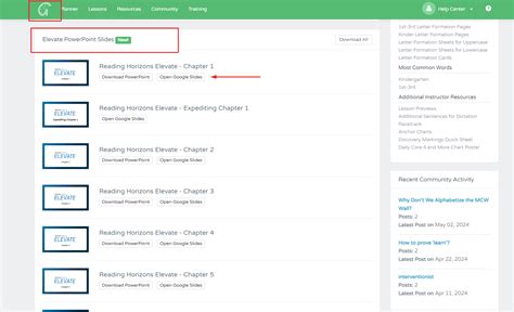 How to Locate and Download Reading Horizons Elevate® Lesson Slides