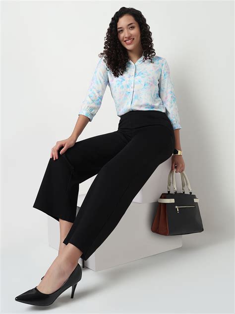 Women Black High-Rise Wide Leg Treggings