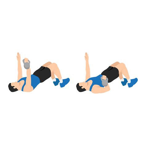 Man doing Single arm. Floor glute bridge press exercise. Flat vector ...
