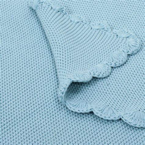 Teddy Bear- Baby Blue Cotton Knitted All Season AC Blanket with Cuddle ...