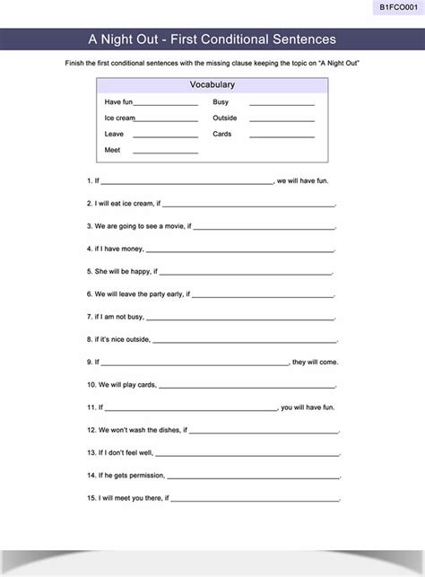 Image result for First Conditional Clauses Worksheet