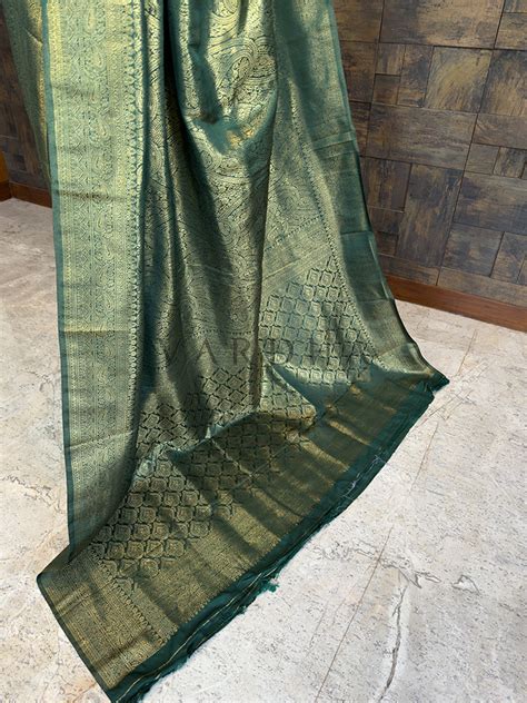 Bottle Green Golden Zari Kanjivaram Silk Saree – House of Vardha