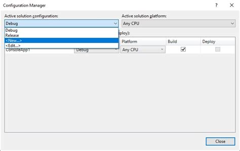 Image result for Visual Studio Configuration Manager Settings