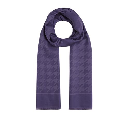 Purple Houndstooth Cotton Silk Scarf | Ipekevi