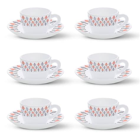 Larah by BOROSIL Regency Opalware Cup and Saucer Set of 12 pcs | Tea ...