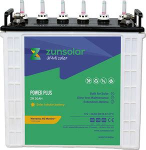 ZunSolar 20 Ah Power Plus Flooded Solar Battery Price in India - Buy ...