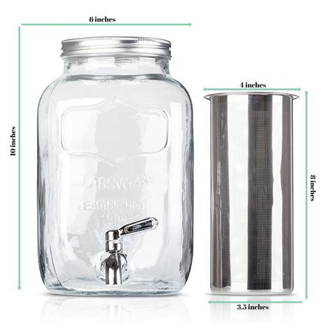 BTaT- Cold Brew Coffee Maker, 1 Gallon Mason Jars Drink Dispenser ...
