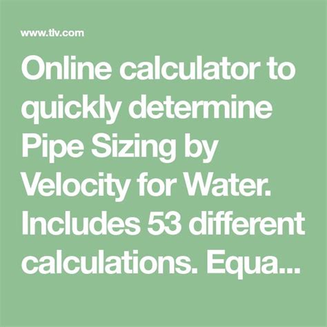 Image result for Pipe Sizing Calculator