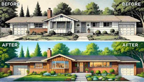 Before and After 1960s Ranch House Exterior Remodel