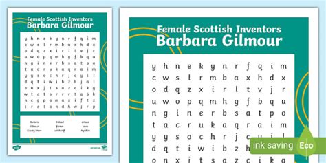 Female Scottish Inventors - Barbara Gilmour Wordsearch