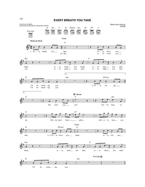 Guitar Chords Every Breath Every Breath You Take By The Police