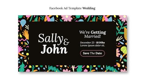 Floral wedding facebook ad template design | Premium PSD