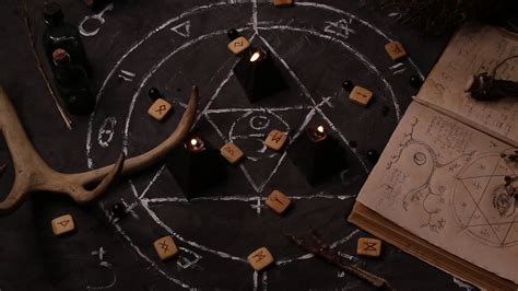 Black magic candles burn. Smoke on the background of the magical ...