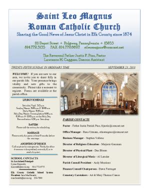 Fillable Online St. Leo Magnus Catholic Church in Ridgway, Pennsylvania ...