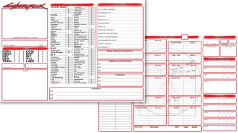 Cyberpunk Red Character Sheet Printable