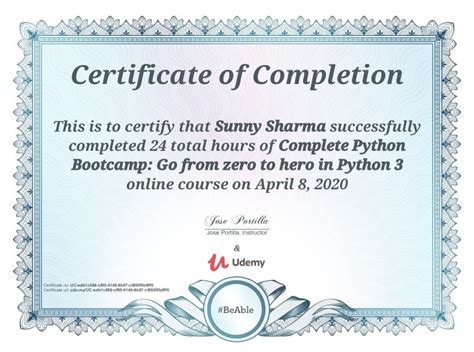 Image result for Python Certificate Example in Udemy