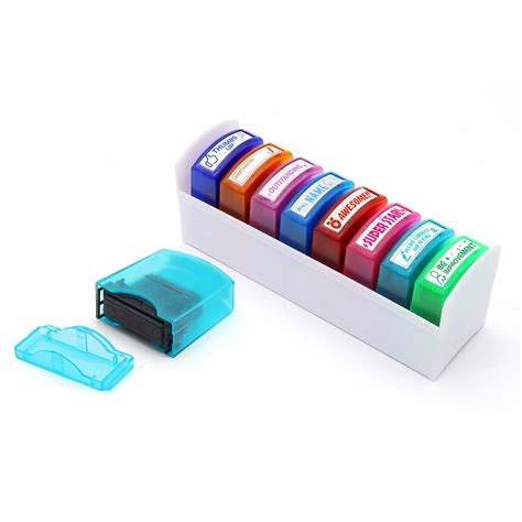 Buy Reliancer 8PCS Teacher Stamp Set Colorful Self-Inking Motivation ...