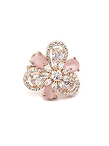 Priyaasi Elegant American Diamond Ring for Women | Rose Gold-Plated ...