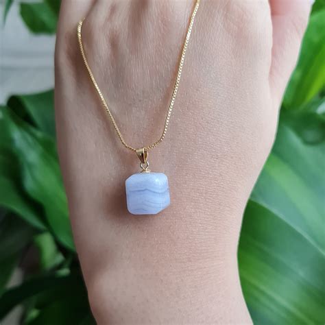 S925 Blue Lace Agate Pendant For Clarity And Divine Guidance