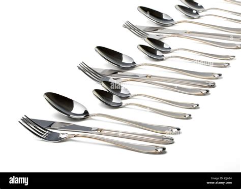 Cutlery set with Fork, Knife and Spoon isolated Stock Photo - Alamy
