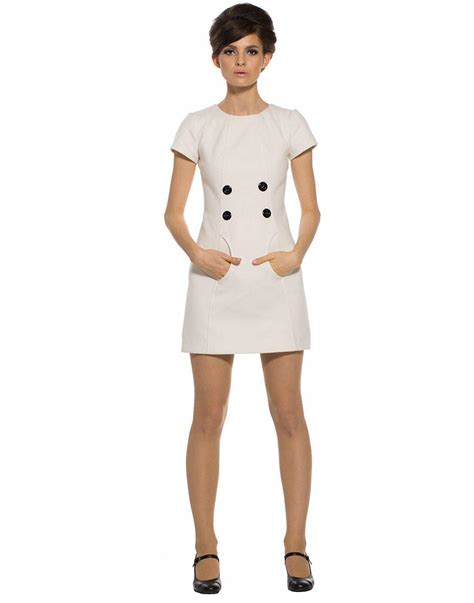 MARMALADE Retro 60s Mod Half Circle Pocket Fitted Button Dress