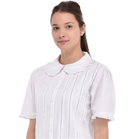 Peter Pan Collar Short Sleeve White Blouse – Cotton Lane – London