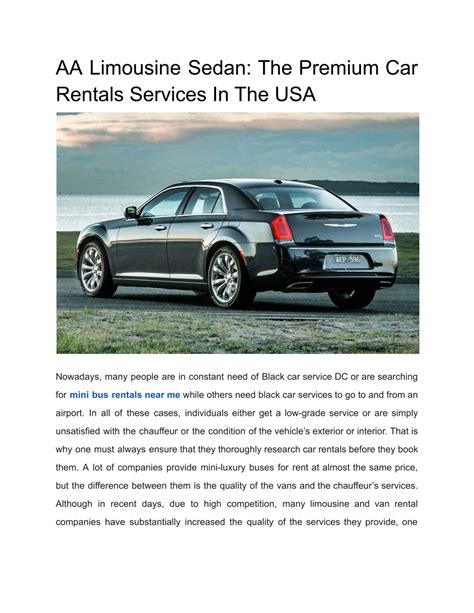 PPT - AA Limousine Sedan_ The Premium Car Rentals Services In The USA ...