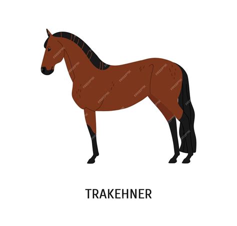 Illustration vectorielle plane de cheval Trakehner. Étalon brun élégant ...