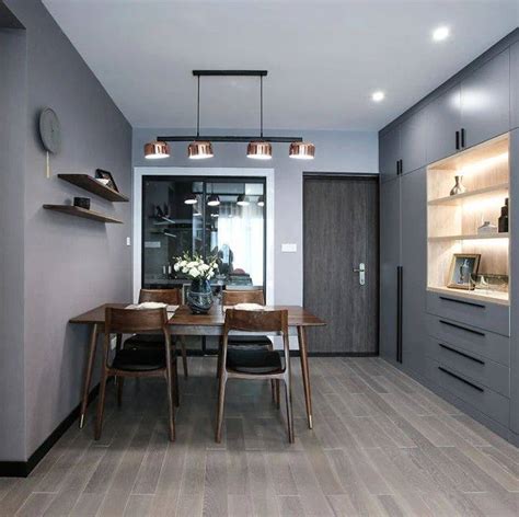 102平的现代风三房，时尚的灰色调，带来别致轻奢感_餐厅_柜子_的设计