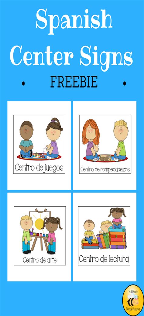 Spanish Center Signs {FREEBIE} | Sign language for kids, Sign language ...