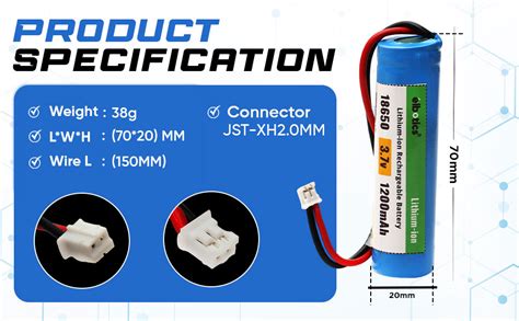 ELBOTICS 3.7 V 1200mAh Rechargeable Batteries Lithium-Ion Battery with ...