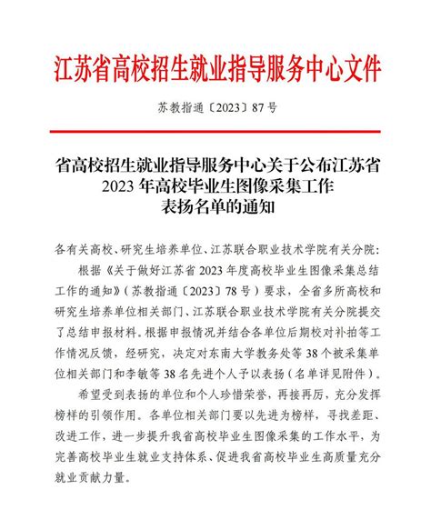 我校教务处荣获江苏省2023年高校毕业生图像采集工作优秀组织奖