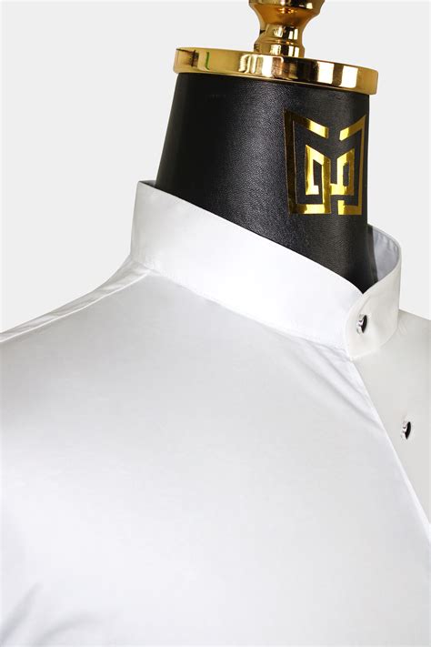 White Mandarin Collar Shirt | Gentleman's Guru