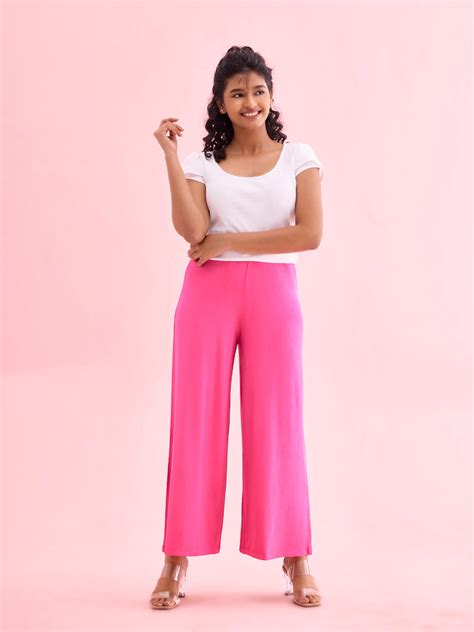 Dark Rose Viscose Knit Palazzo – Go Colors India