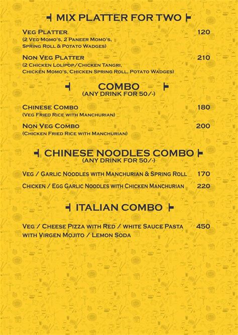 Menu at Bunk cafe (Disc & Lounge), Dehradun