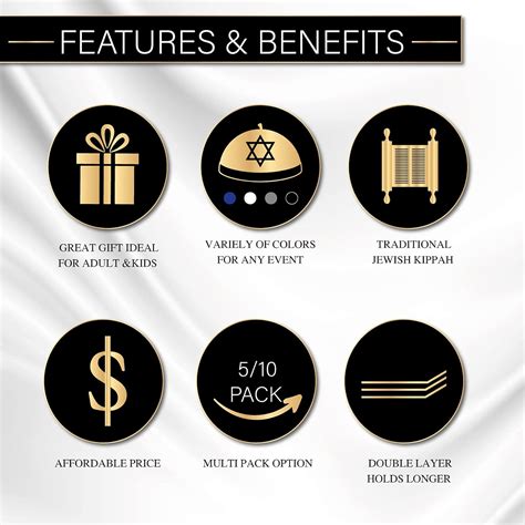 Buy Ateret Judaica Yarmulke for Men & Boys 5-Pack Satin Kippah Cap ...