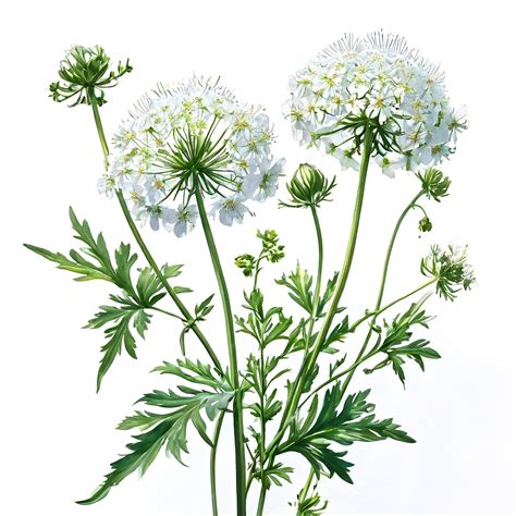 Premium Photo | Watercolor painting of queen annes lace flower on white ...