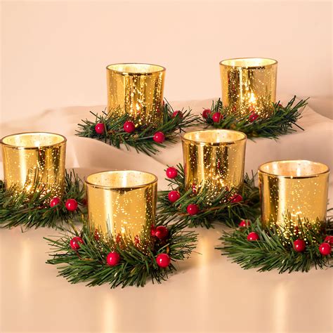 Amazon.com: Hewory Christmas Tealight Candle Holder: Set of 6 ...