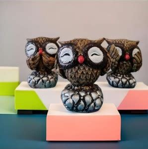 Archiefacts Owl Set of 3 Miniature Statue Figurine For Home Decor ...