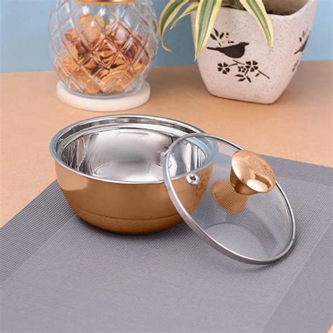 Buy CROWN CRAFT Curry Server Rose Gold Stainless Steel Casserole with ...
