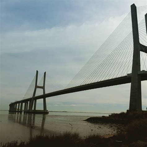 The Vasco da Gama Bridge is a cable-stayed bridge flanked by viaducts ...