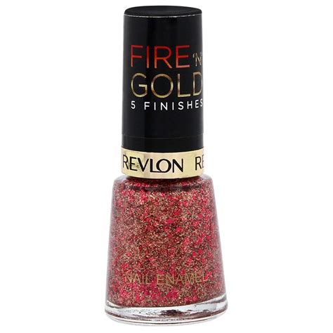 Buy Revlon Womens Fire 'N' Gold 5 Finishes Nail Enamel, Red Sparkle, 8 ...