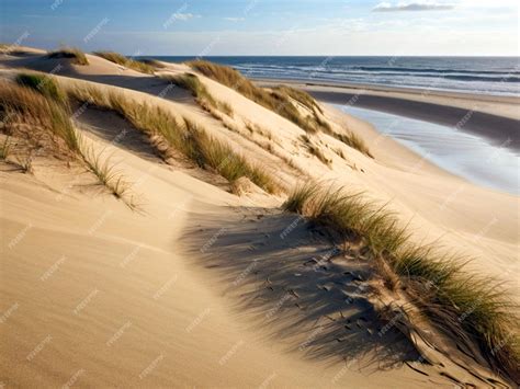 Premium Photo | A beach with a sand dune