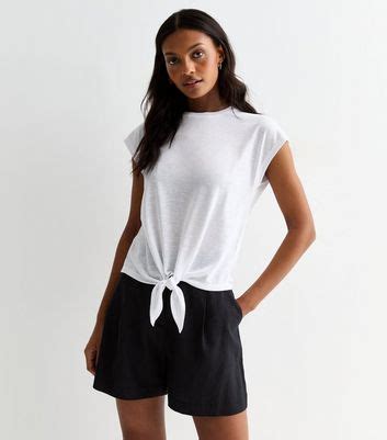 White Tie Front T-Shirt | New Look