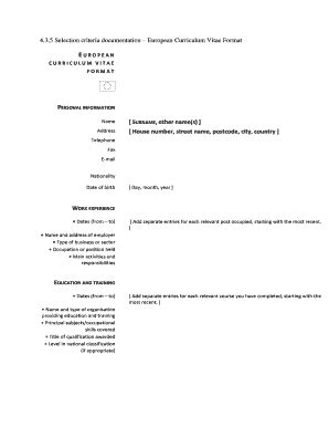 Fillable Online easo europa 5 Selection criteria documentation European ...