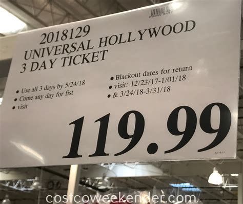 Universal Studios Hollywood 3 Day Ticket | Costco Weekender