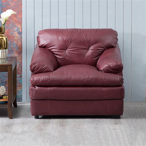 Buy Napster Leather 1-Seater Sofa - Maroon from Home Centre at just INR ...
