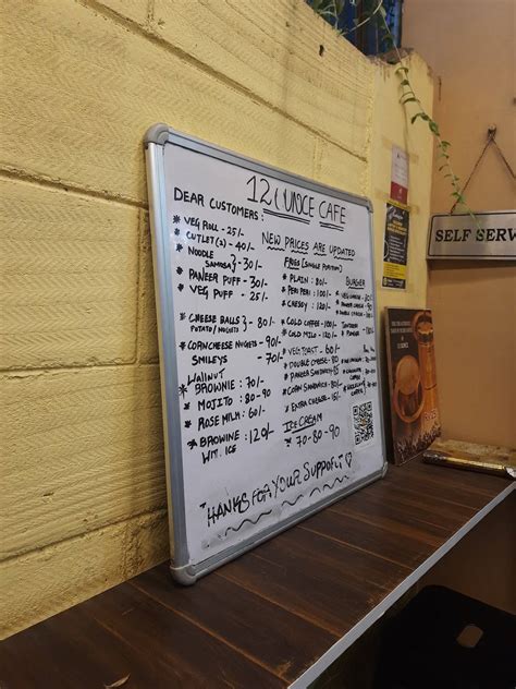 Menu at 12 Ounce cafe, Chennai